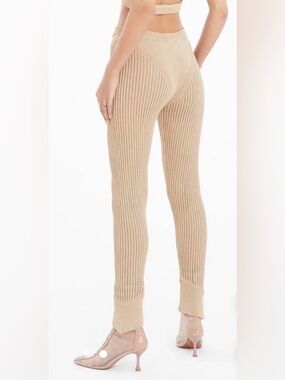 NWOT RUVE LOON Ribbed Knit Beige Pants